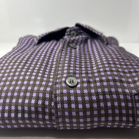 Ermenegildo Zegna Other - Ermenegildo Zegna Men's L Long Sleeve Button Up Purple Brown Gingham